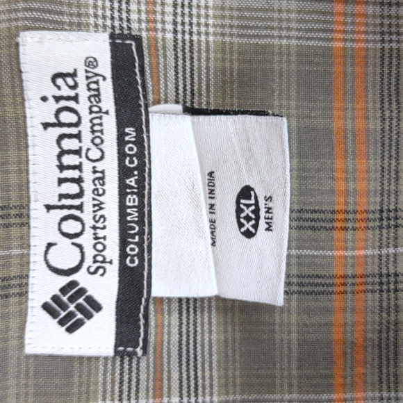 Men's Columbia Cotton SS Button Up Brown / Orange Plaid Lightweight Shirt 2XL - Picture 3 of 12